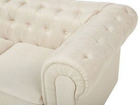 Sofá de 3 lugares em tecido creme CHESTERFIELD Beliani
