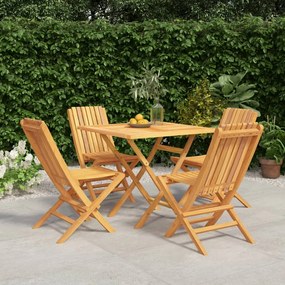 vidaXL 5 pcs conjunto de jantar p/ jardim madeira de teca maciça