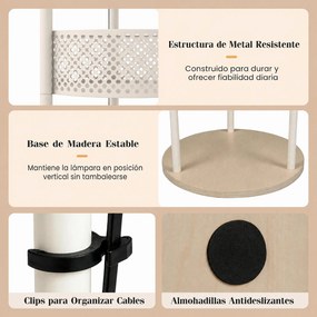 Candeeiro de Pé com Prateleiras de Arrumação, 36 x 36 x 158 cm, 3 Níveis de Arrumação, Branco