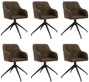 vidaXL Cadeiras de jantar giratórias 6 pcs tecido castanho-escuro