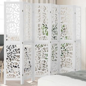 vidaXL Biombo com 6 painéis madeira de paulownia maciça branco