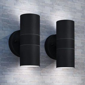vidaXL Candeeiros parede iluminação sup/inf exterior 2 pcs aço inox.