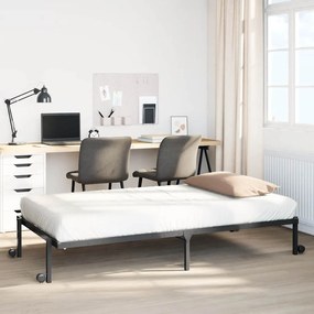 Estrutura de cama sem colchão Dobrável 90x190 cm aço preto