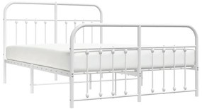 Estrutura de cama com cabeceira e pés 135x190 cm metal branco