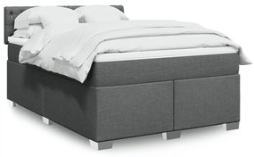vidaXL Cama com molas/colchão 140x190 cm tecido cinzento-escuro