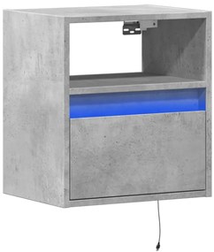 Móvel de parede p/ TV c/ luzes LED 41x31x45 cm cinzento cimento