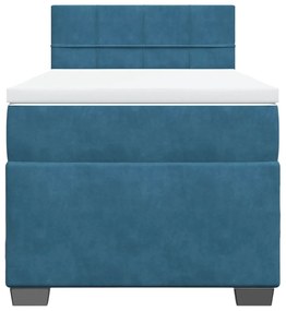 Cama boxspring com colchão 90x190 cm veludo azul