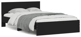 Estrutura de cama com cabeceira e luzes LED 120x190 cm preto