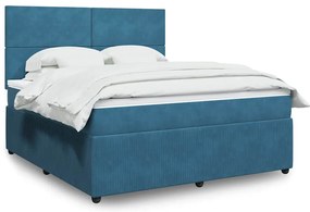 Cama com molas/colchão 180x200 cm veludo azul-escuro