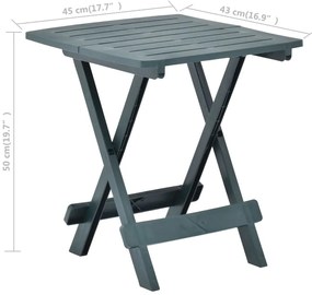 Mesa de jardim dobrável 45x43x50 cm plástico verde
