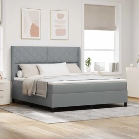 Cama Box Spring com Colchão Cinza Claro 180x200 cm Tecido