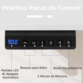 Secretária eléctrica de escritório com tampo de mesa 4 funções de memória 2 ganchos de suspensão 120 x 60 x 73-122 cm Branca