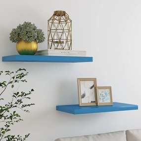 vidaXL Prateleiras de parede suspensas 2 pcs 60x23,5x3,8cm MDF azul