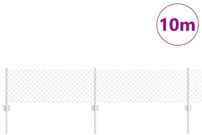 Cerca de Cadeia com 10 Postes em U Prateados 0,4x10 m de Aço