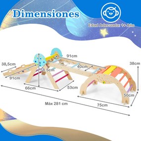 Conjunto Triângulo para escalada Bebés 8 em 1 Montessori de escalada em madeira com tema de astronauta multicolorido