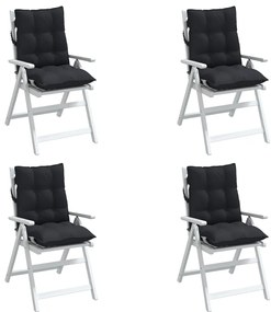 Almofadões cadeira encosto baixo 4 pcs tecido oxford preto
