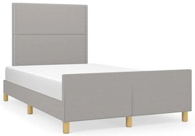 Estrutura de cama sem colchão cinza claro tecido