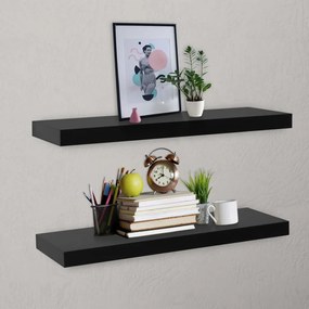 Prateleiras de parede suspensas 2 pcs 80x20x3,8 cm preto