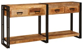 vidaXL Mesas consola 2 pcs Castanho Madeira de manga sólida e rugosa