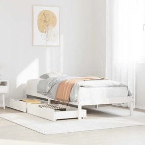 vidaXL Cama sem colchão 100x200 cm madeira de pinho maciça branco