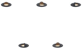 Conjunto de 5 focos de chão modernos pretos incluindo LED IP67 - Linsey Moderno