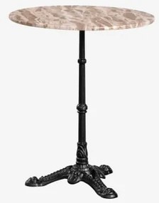 Mesa De Bar Redonda Ø60cm Em Pedra Natural Azteca Mármore Bege Panther - Preto - Sklum