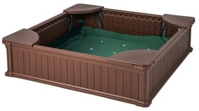 Caixa de areia infantil para áreas externas com capa Oxford e 4 assentos de canto - branca