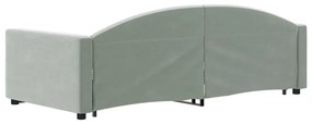 Sofá-cama com gavetão 90x190 cm veludo cinzento-claro
