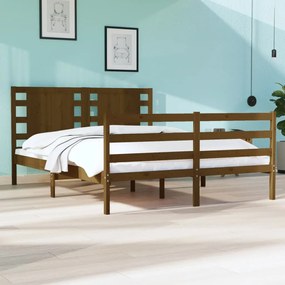 vidaXL Estrutura de cama 140x200 cm pinho maciço castanho-mel