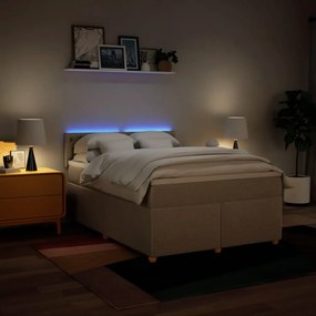 Cama com molas/colchão 140x200 cm tecido cor creme