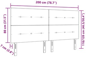 Cabeceira vidaXL Botões Estofada Azul Escuro 200 cm Veludo