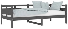 Sofá-cama 90x200 cm madeira de pinho maciça cinzento
