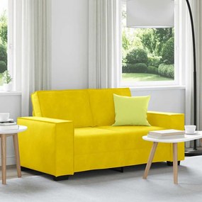 Sofá de 2 lugares veludo 120 cm amarelo