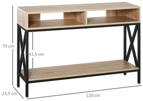 Mesa Consola "Vinta" – 120x23,5x75 cm – Carvalho e Preto