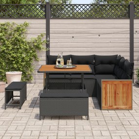 Conjunto de Sofá de Jardim de 8 Peças com Almofadas em Rattan Poliéste