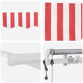 Toldo Retrátil Vermelho e branco 600 × 300 cm Vermelho e branco