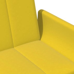 Sofá-cama 2 lugares c/ apoio de pés veludo amarelo