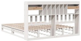 Cama com estante sem colchão 200x200 cm pinho maciço branco