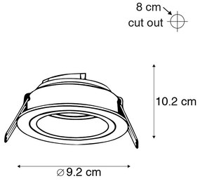 Conjunto de 6 Spot embutido moderno preto 9,2 cm giratório e inclinável - Chuck