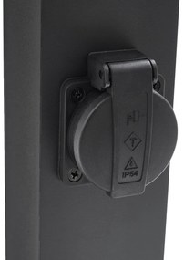 Candeeiro de chão moderno para exterior preto 65cm com tomada IP44 - Baleno Moderno