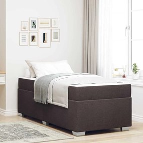 vidaXL Estrutura da Cama com colchão Marrom Escuro 80 x 200 cm tecido