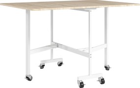 HOMCOM Mesa Dobrável de Cozinha para 4-6 Pessoas Mesa de Sala de Jantar Dobrável com Rodas e Laterais Dobráveis 120x80x73 cm Madeira | Aosom Portugal