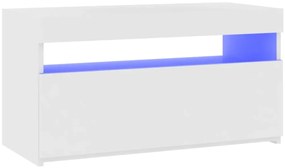 Móvel de TV com luzes LED 75x35x40 cm branco