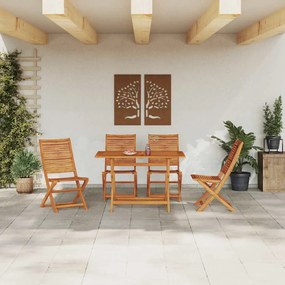 Conjunto de Jantar de Jardim Manual 5 pcs Madeira Natural Médio