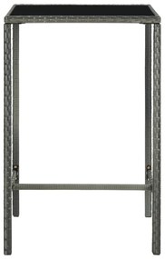 3 pcs conjunto de bar p/ jardim c/ almofadões vime PE cinzento