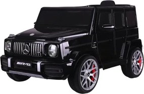 Carro elétrico para crianças Mercedes G63 12V pneus de borracha, banco em pele Preta