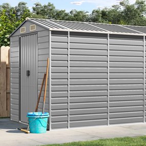 Abrigo de jardim 191x725x198 cm aço galvanizado cinzento-claro