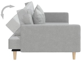Sofá-cama 2 lugares com duas almofadas tecido cinzento-claro