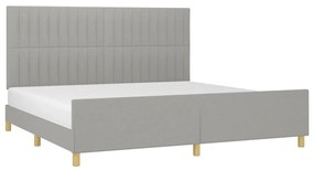 Estrutura de cama sem colchão 200x200 cm tecido cinzento-claro