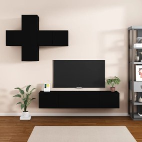 vidaXL 7 pcs conjunto de móveis de TV madeira processada preto